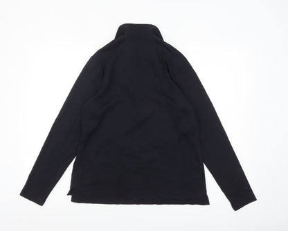 Lands' End Women's Black Cotton Long Sleeve Polo Shirt M