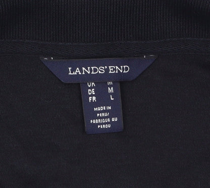 Lands' End Women's Black Cotton Long Sleeve Polo Shirt M