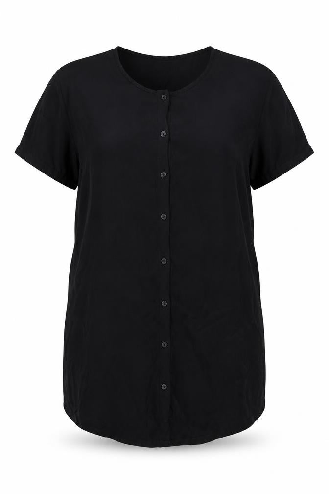 Boohoo Women’s Black Short Sleeve Button-Up Shirt UK 10
