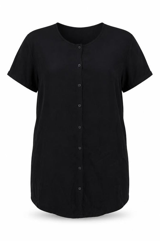 Boohoo Women’s Black Short Sleeve Button-Up Shirt UK 10