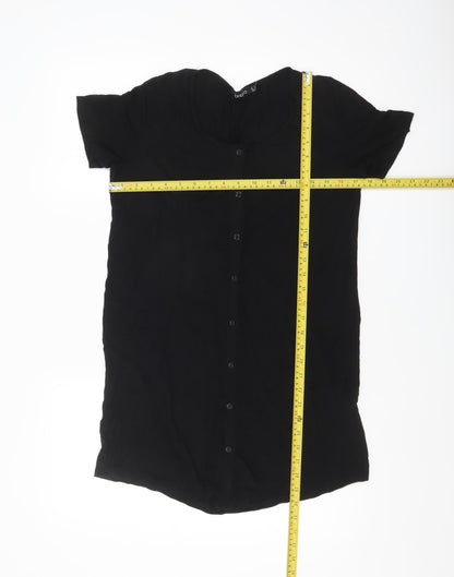 Boohoo Women’s Black Short Sleeve Button-Up Shirt UK 10