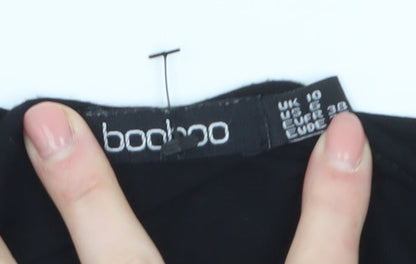 Boohoo Women’s Black Short Sleeve Button-Up Shirt UK 10