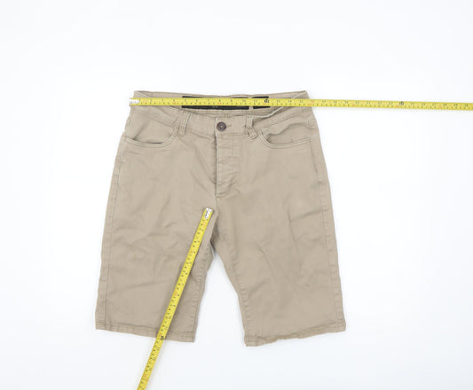 Crosshatch Men Beige Chino Shorts 32W Regular Fit Casual Cotton