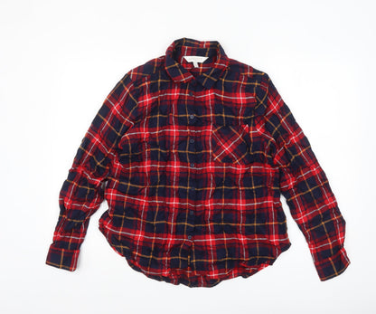 Apricot Womens Red Plaid Long Sleeve Button-Up Shirt Size 14
