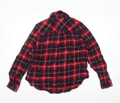 Apricot Womens Red Plaid Long Sleeve Button-Up Shirt Size 14