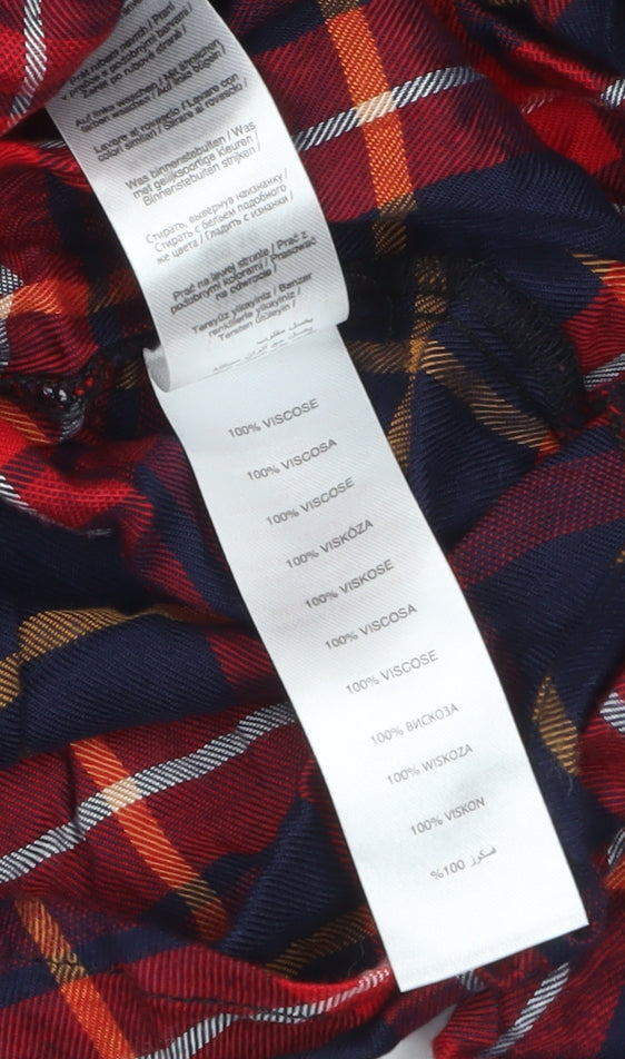 Apricot Womens Red Plaid Long Sleeve Button-Up Shirt Size 14