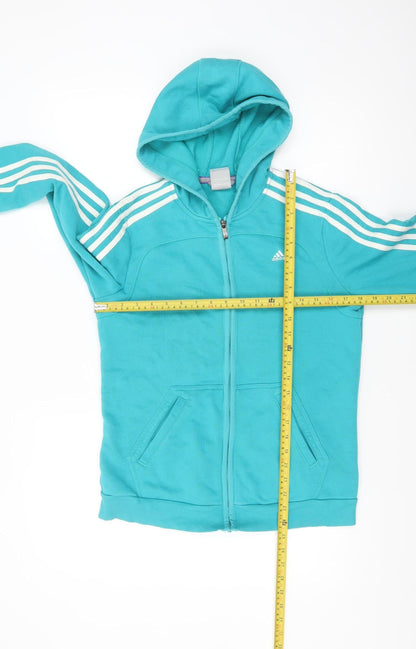 Adidas Women’s Blue Full Zip Hoodie Size M Hooded Sweatshirt