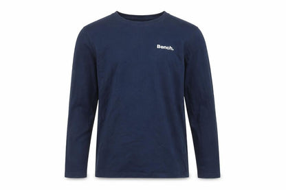 Bench Mens Blue Long Sleeve Cotton Crew Neck Top Size S