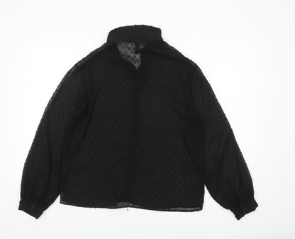 H&M Divided Women’s Black Sheer Polka Dot Collared Blouse Size 8
