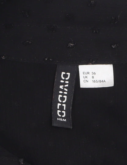 H&M Divided Women’s Black Sheer Polka Dot Collared Blouse Size 8