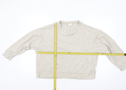 Pull & Bear Women’s Beige Relaxed Fit Long Sleeve Jersey Top Size 12