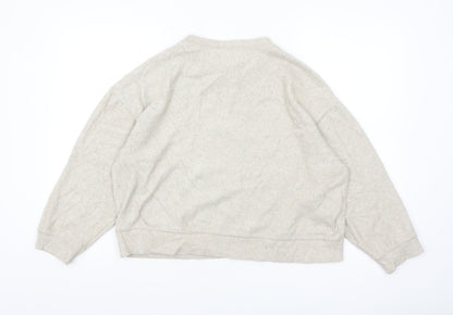 Pull & Bear Women’s Beige Relaxed Fit Long Sleeve Jersey Top Size 12