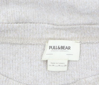 Pull & Bear Women’s Beige Relaxed Fit Long Sleeve Jersey Top Size 12