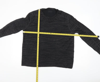 AllSaints Men’s Black Long Sleeve Cotton Blend Crew Neck Top Medium