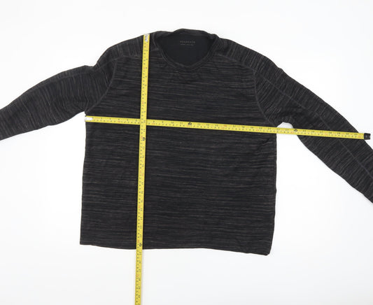 AllSaints Men’s Black Long Sleeve Cotton Blend Crew Neck Top Medium