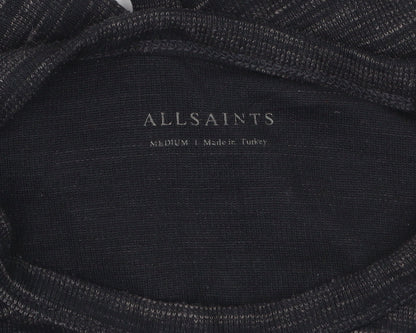 AllSaints Men’s Black Long Sleeve Cotton Blend Crew Neck Top Medium