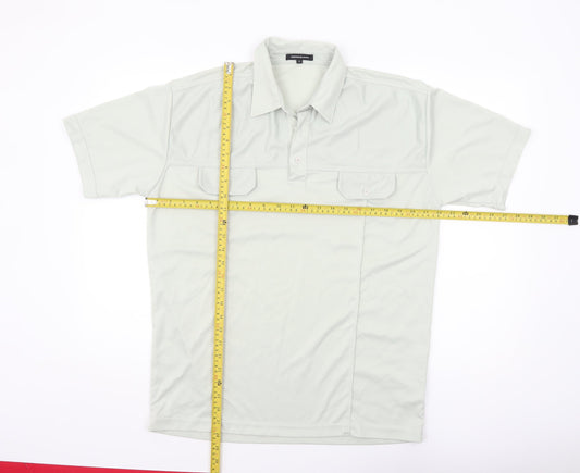 Whispering Smith Men's Light Grey Polyester Short Sleeve Polo Shirt Size L