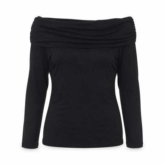 VILA Women's Black Off Shoulder Long Sleeve Top Size 8