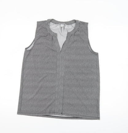 H&M Women’s Black Geometric Sleeveless V-Neck Blouse Size 8
