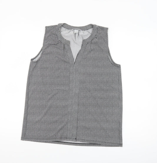 H&M Women’s Black Geometric Sleeveless V-Neck Blouse Size 8
