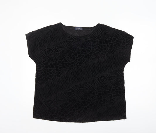 Saloos Women’s Black Velvet Animal Print Tunic Blouse Size 18