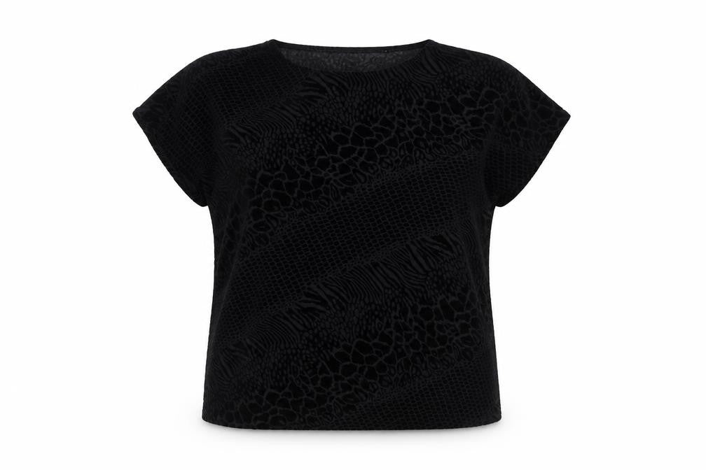 Saloos Women’s Black Velvet Animal Print Tunic Blouse Size 18
