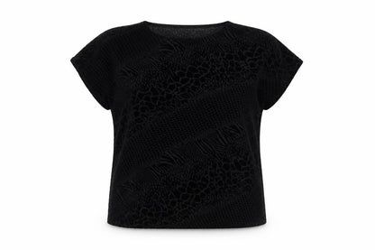 Saloos Women’s Black Velvet Animal Print Tunic Blouse Size 18