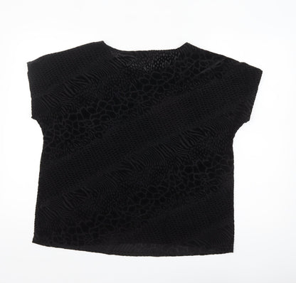 Saloos Women’s Black Velvet Animal Print Tunic Blouse Size 18