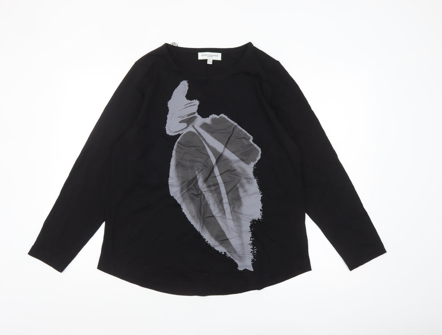 Carolyn Donnelly The Edit Womens Black Long Sleeve Cotton T-Shirt Size L