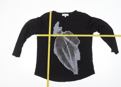 Carolyn Donnelly The Edit Womens Black Long Sleeve Cotton T-Shirt Size L