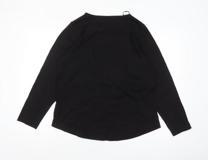 Carolyn Donnelly The Edit Womens Black Long Sleeve Cotton T-Shirt Size L