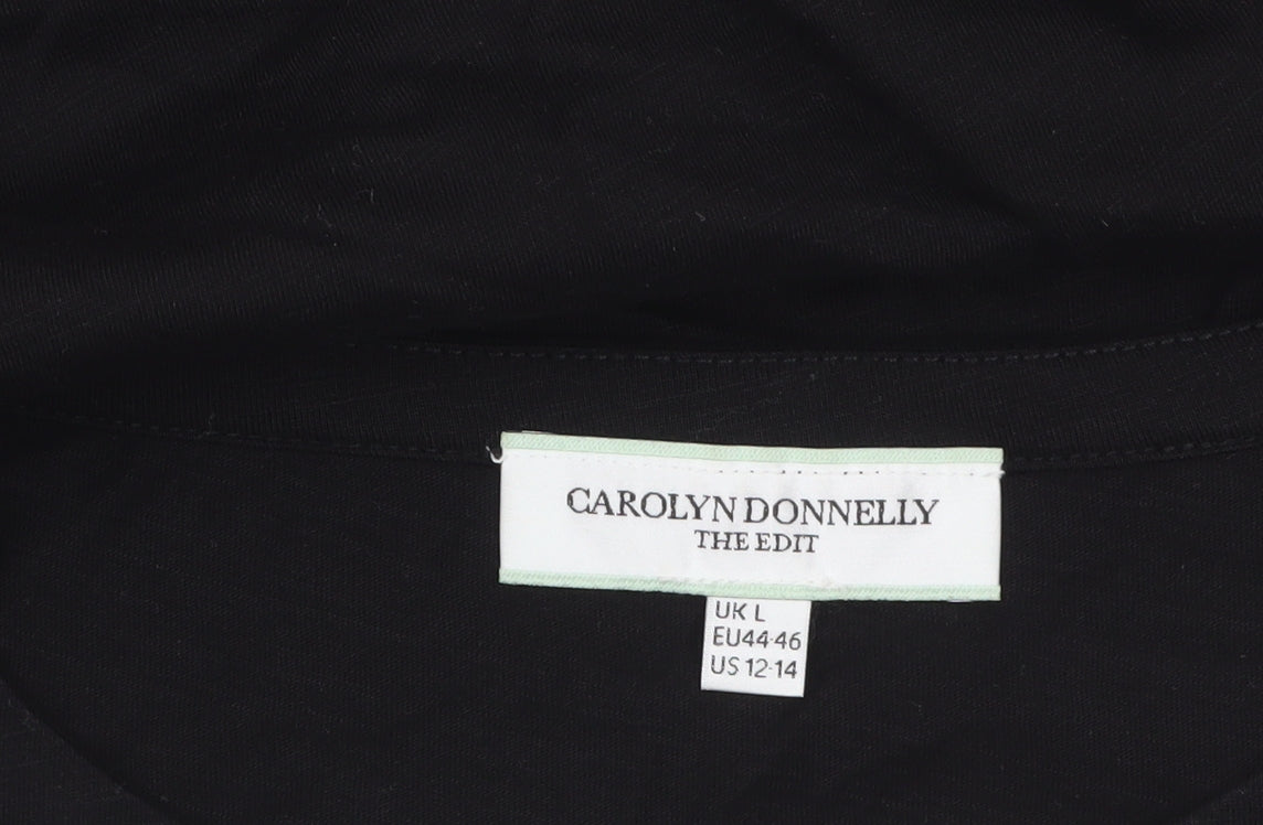 Carolyn Donnelly The Edit Womens Black Long Sleeve Cotton T-Shirt Size L