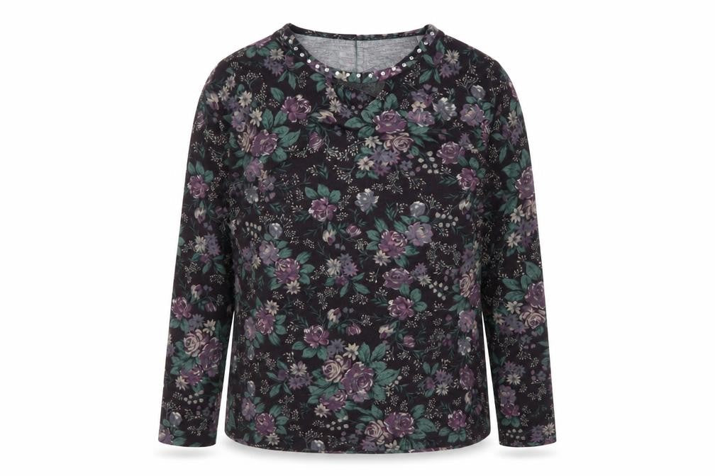 Paco Boutique Women’s Multicoloured Floral Beaded Long Sleeve Blouse Size 14