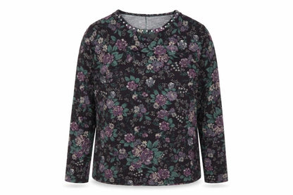 Paco Boutique Women’s Multicoloured Floral Beaded Long Sleeve Blouse Size 14