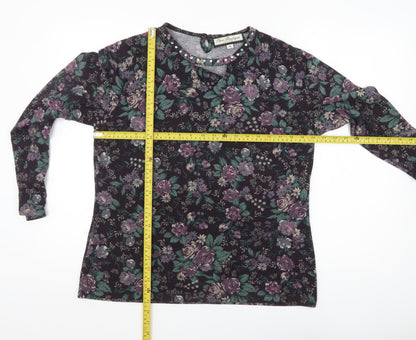 Paco Boutique Women’s Multicoloured Floral Beaded Long Sleeve Blouse Size 14
