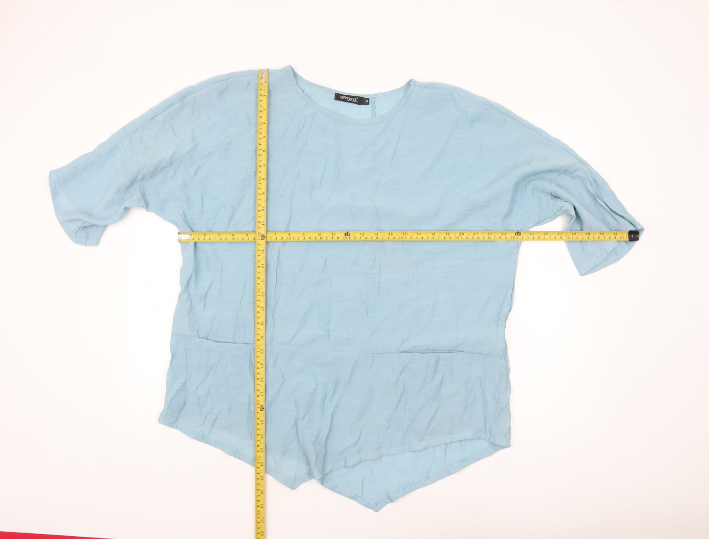 Papa Vancouver Women Blue Linen Blend Basic Blouse M Relaxed Fit