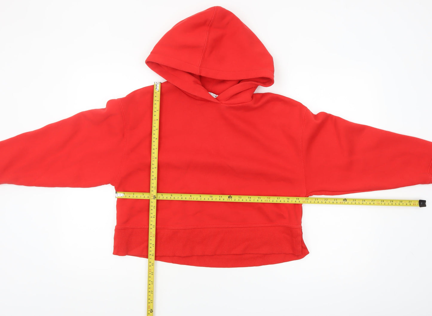 ZARA Womens Red Pullover Hoodie Size 8 Cotton Blend Casual