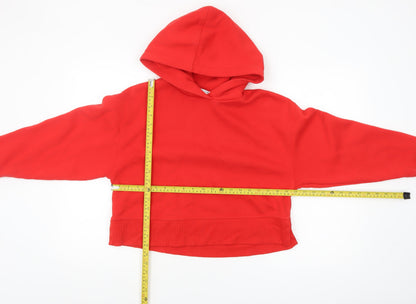 ZARA Womens Red Pullover Hoodie Size 8 Cotton Blend Casual
