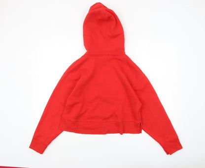 ZARA Womens Red Pullover Hoodie Size 8 Cotton Blend Casual