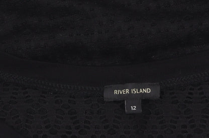 River Island Womens Black Crochet Long Sleeve Blouse Size 12