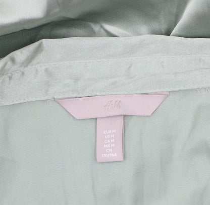 H&M Women Green Satin Long Sleeve Blouse Size 12