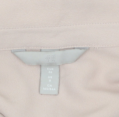 H&M Womens Beige Long Sleeve Button-Up Blouse UK 8 Classic Style