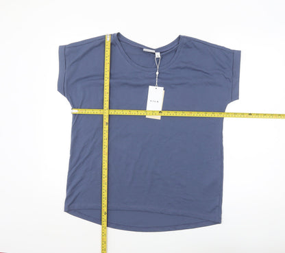 Vila Women's Blue Basic Crew Neck Short Sleeve T-Shirt Size 14