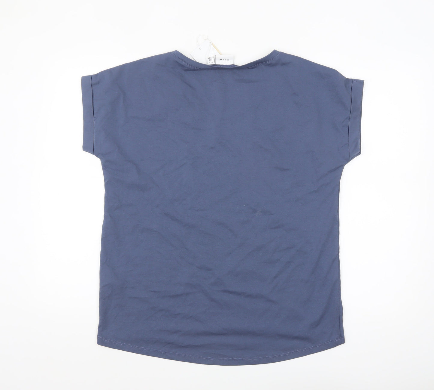 Vila Women's Blue Basic Crew Neck Short Sleeve T-Shirt Size 14