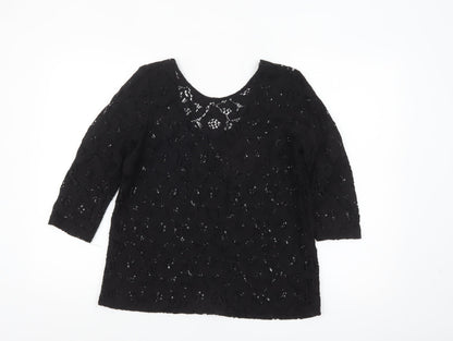 H&M Women’s Black Lace 3/4 Sleeve Blouse Size S