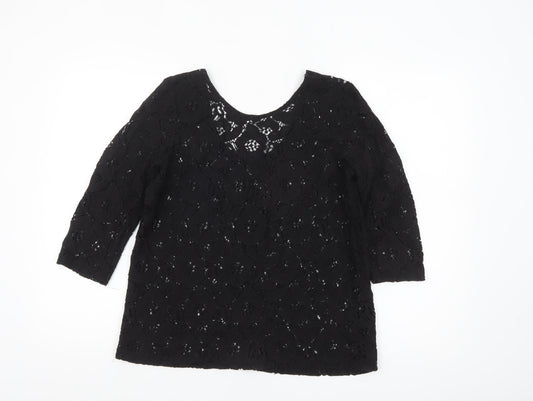 H&M Women’s Black Lace 3/4 Sleeve Blouse Size S