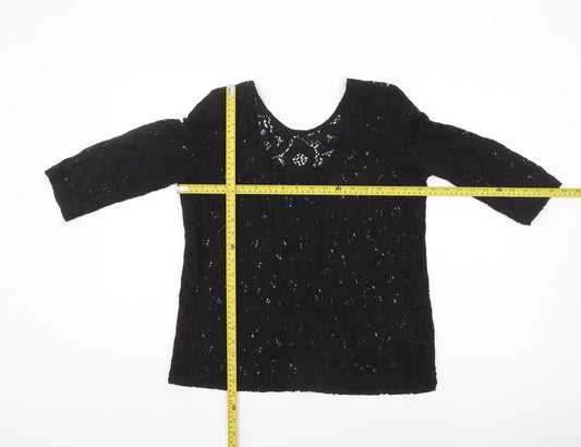 H&M Women’s Black Lace 3/4 Sleeve Blouse Size S