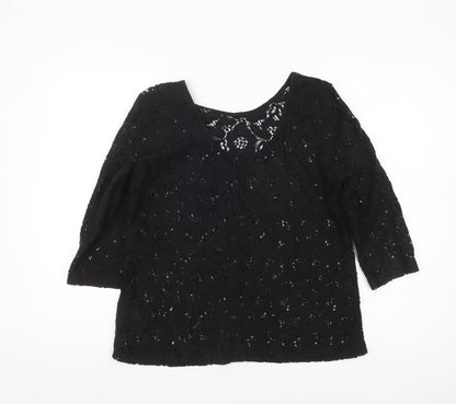H&M Women’s Black Lace 3/4 Sleeve Blouse Size S
