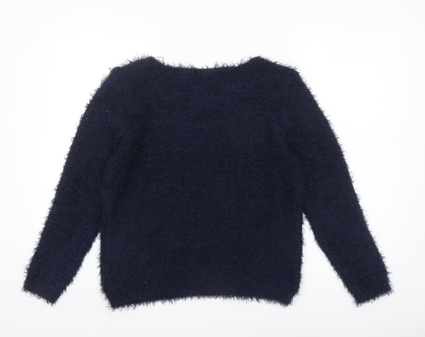 ONLY Women's Navy Blue Fluffy Pullover Jumper M Relaxed Fit