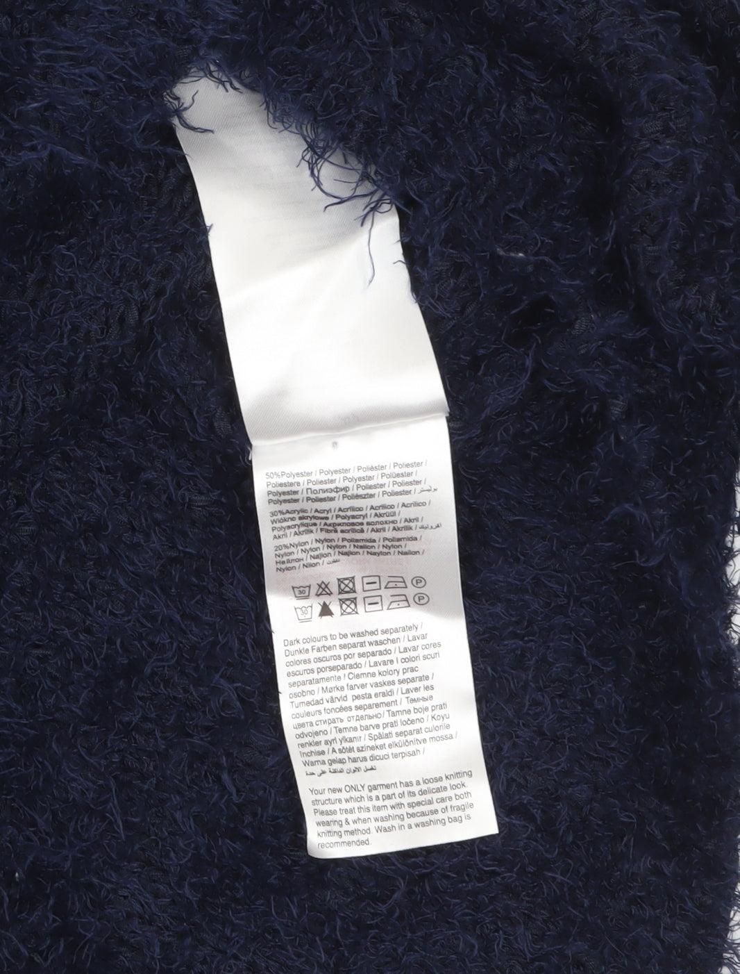 ONLY Women's Navy Blue Fluffy Pullover Jumper M Relaxed Fit